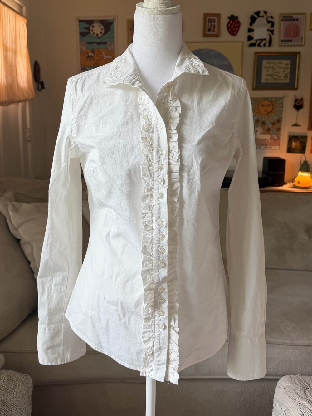 Ruffled Blouse Top Dubarry of Ireland Shirt Cahmonile Shirt White UK10